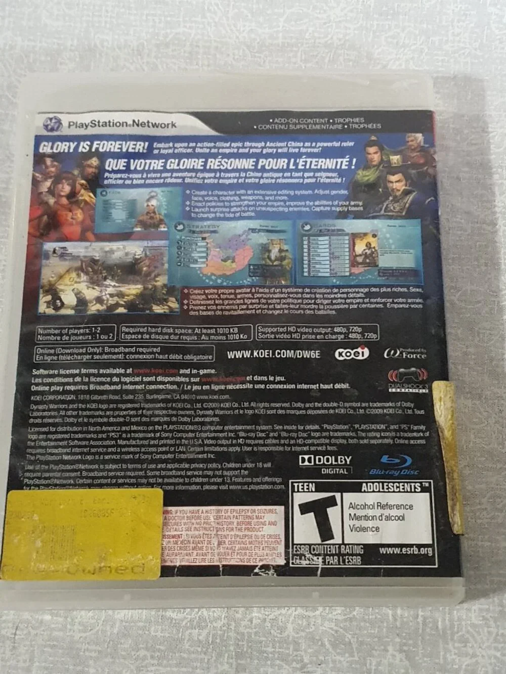 Dynasty Warriors 6: Empires PS3 PlayStation 3 Tested Working